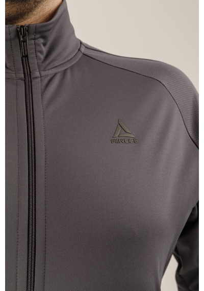 Airlife Power 22 Cr Line Tam Boy Fermuarlı Erkek Büyük Beden Dik Yaka Sweatshirt Smoked Füme