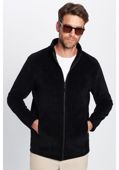 Tudors Unisex Siyah Anti-pilling Tüylenme Yapmayan Standart Fit Tam Fermuarlı Soğuk Geçirmez Polar Hırka-32472 Sİyah