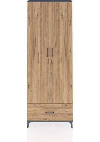 Arges Dolap 5 Raflı Tek Çekmeceli 2 Kapaklı 88x30x243 Antrasi... Antrasit