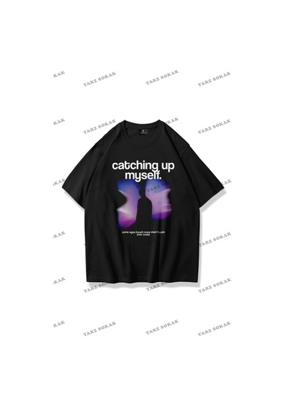 Tarzsokak Unisex Catching Up Myself Tshirt Siyah