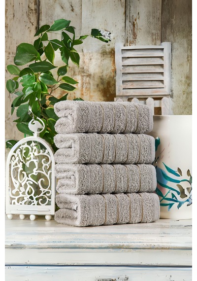 Veramoni Fluffy Havlu Seti 4'lü 50x90cm - Açık Gri