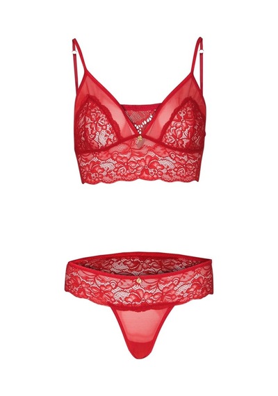 Yeni İnci Sevgililer Günü Kırmızı Bralet Dantel Çamaşır Takım