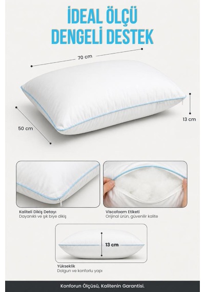 2 Adet Blue Comfort 1000 Gr Elyaf Yastık 50x70 Cm Beyaz