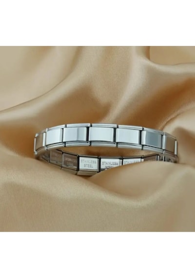 İtalyan Charm Unisex Bileklik Paslanmaz Çelik, Her Bileğe Uygun Gümüş