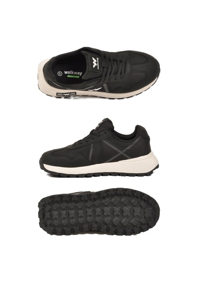 Walkway Siyah Hafızalı Taban Hafif Esnek Unisex Spor Ayakkabı Muveon G Siyah - Beyaz