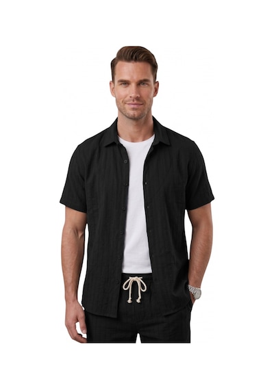 Deep Sea Deepsea Siyah Slim Fit Çizgi Dokulu Keten Görünümlü Kısa Kol Erkek Spor Gömlek 2602648 Deep Sea Deepsea Siyah Slim Fit Çizgi Dokulu Keten Görünümlü Kısa Kol Erkek Spor Gömlek 2602648