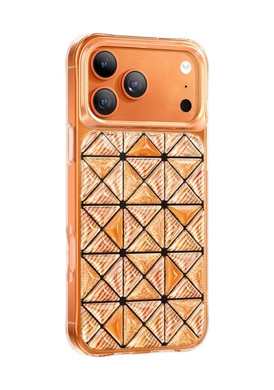 İphone 18 Pro Max Uyumlu Kılıf 3d Buz Blok Desenli Zore Paris Kairo Tpu Kapak Turuncu