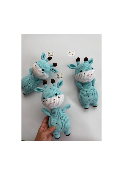 Adenya Sepeti Amigurumi Örgü Zübük Oyun-uyku Akradaşı-28 Cm-turkuaz Yeşil Çok Renkli