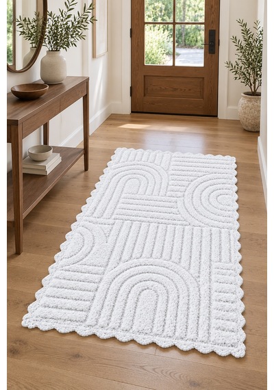 Alanur Bodrum Tufting Cotton Pamuklu El Işi Örgülü Paspas 113 80 X 135 Cm Ekru
