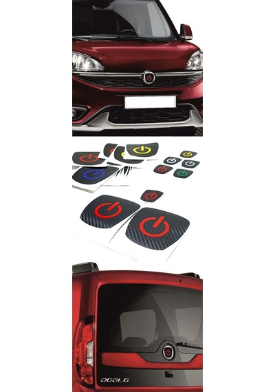 Fiat Doblo Logo Içi Power Buton Sticker 3 Lü Set