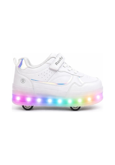 Glow Kız Erkek Çocuk Patenli, Işıklı Rahat Spor Ayakkabı & Sneaker 4 Teker Kaykay Ayakkabı Beyaz