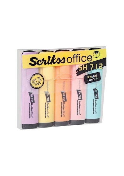 Scrikss Sh712 Pastel Renkler Fosforlu Kalem Seti 5'li Çok Renkli