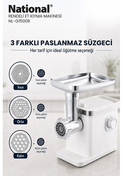 National NL-G1500R 1500 W Et Kıyma Ve Rende Seti