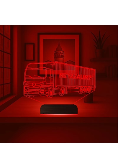 Luvivia Tır Kamyon Tırcı Mercedes Kişiye Özel 3d Lamba - Masa Gece Lambası Şeffaf