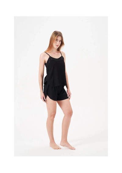 Angbutik Pjs 29007 Kadın İp Askılı Şort Takım Siyah