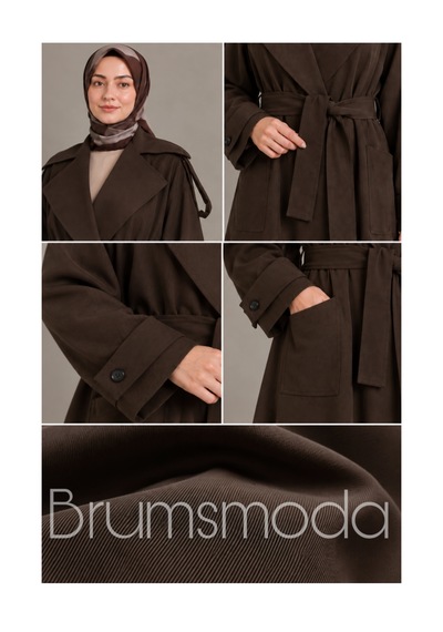 Brums Moda Kahverengi Trençkot Acı Kahverengi