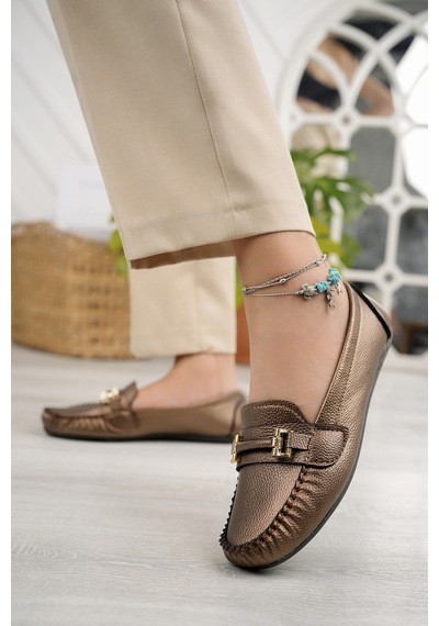 Khayt Daisy Casual Günlük Kadın Babet Ayakkabı Bakır