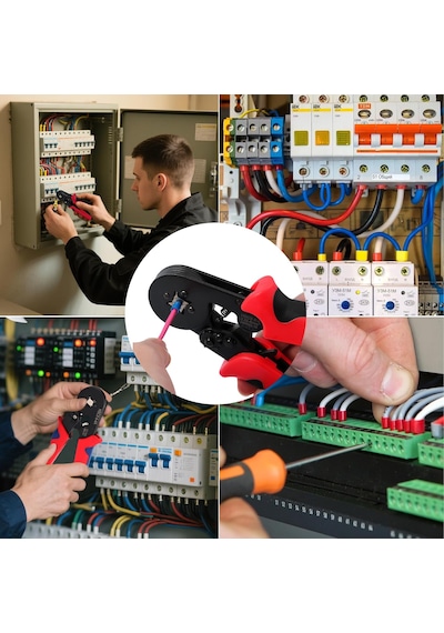 Hpytech Yüksük Sıkma Pensesi Hsc8 6-4a + 1200 Adet İzoleli Kablo Yüksük Seti Elektrikçi Crimp Pensesi Yüksek Pensesi