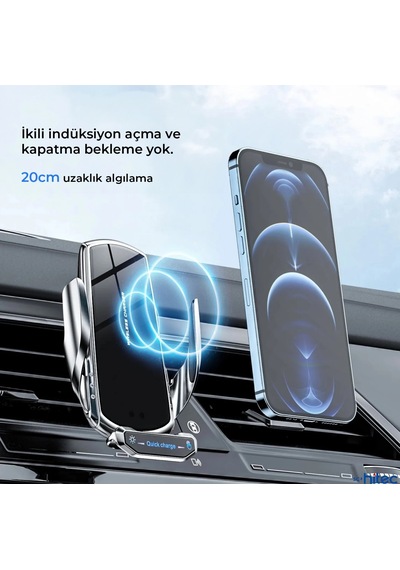 Schitec 20w Sensörlü Araç İçi Kablosuz Hızlı Şarj Aleti Ve Telefon Tutucu