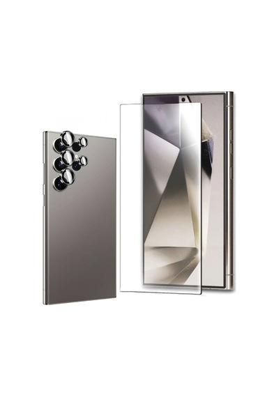 Apsuwa Samsung Galaxy Uyumlu S24 Ultra Ekran Koruyucu + Kamera Lens Koruyucu Gümüş