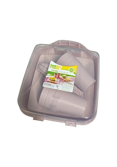 32 Parça 6 Kişilik Piknik Seti 3405 Pembe