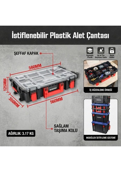 Workpro Wp283029 24lt 12 Gözlü Şeffaf Kapaklı İstiflenebilir 56x