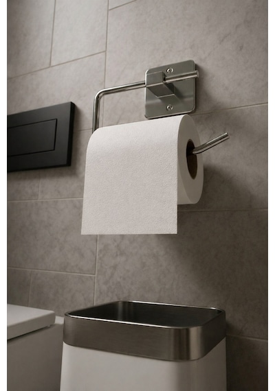 Sas Haus Yapışkanlı Krom WC Kağıtlık / Tuvalet Kağıtlık – Deliksiz Montaj, Ergonomik Tasarım KS-001