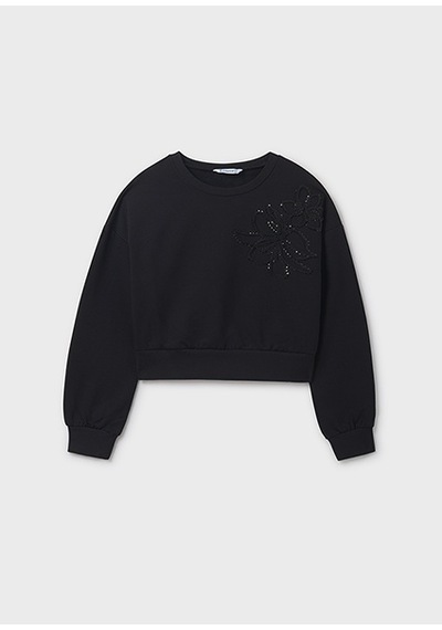 Mayoral Siyah Kız Çocuk Pul Detaylı Sweatshirt 7421 Siyah