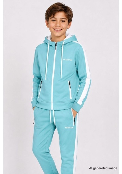 Pina Kids Erkek Çocuk Scuba Potential Kalın Şeritli Kapüşonlu Dalgıç Kumaş Eşofman Takımı Esf7026 Su Yeşili Pina Kids Erkek Çocuk Scuba Potential Kalın Şeritli Kapüşonlu Dalgıç Kumaş Eşofman Takımı Esf7026 Su Yeşili