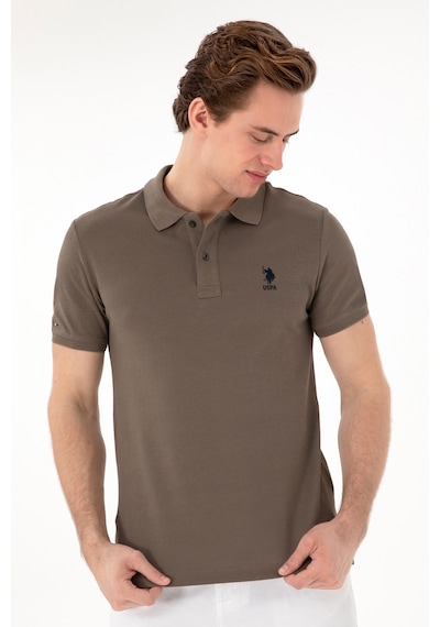 U.S. Polo Assn. Erkek Slim Fit Polo Yaka Vizon Basic Tişört 50298041-VR052