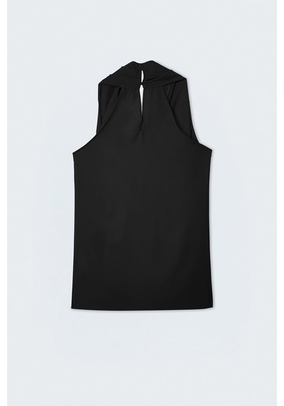 Sateen Aksesuar Detaylı Kolsuz Bluz - Siyah-137509