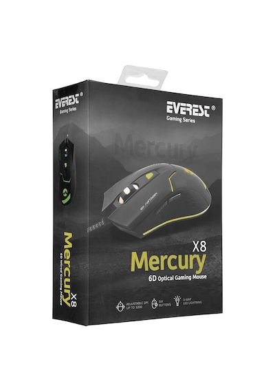 Everest Mercury X8 6D Oyuncu Işıklı Mouse