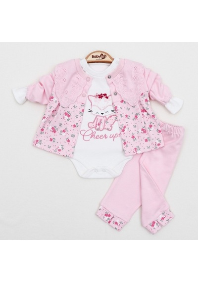 Babyim Kız Çiçekli Yaka Detaylı 3 Lü Takım 3-9 Aylık -dü2134260 - Pembe