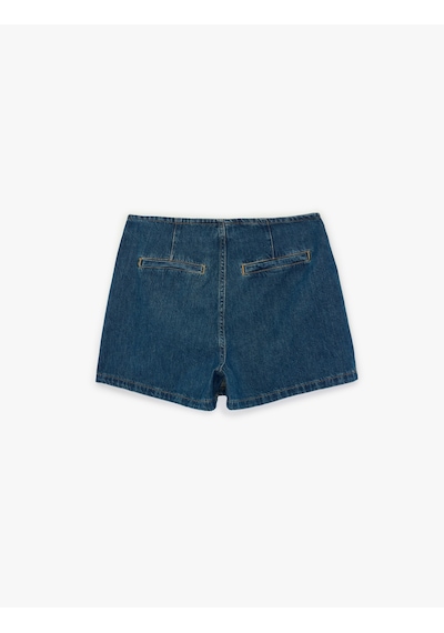 Koton Bağcık Detaylı Pamuklu Mini Denim Şort Etek Koyu İndigo 6sal40002md