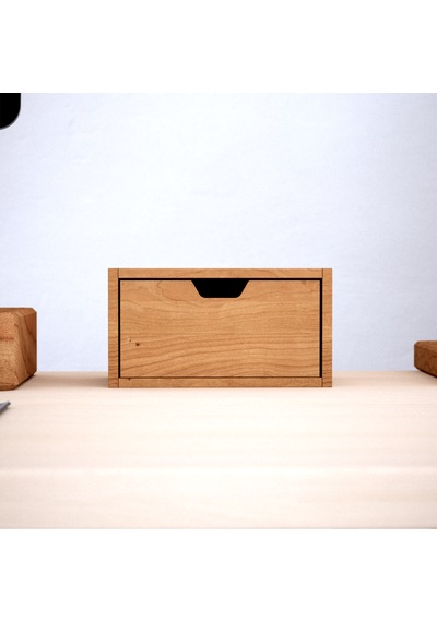 Desna Çekmeceli Mini Dolap 18 Cm Uzunluk X 12.1 Cm Genişlik X 9.6 Cm Woodsaka Doğal Ahşap