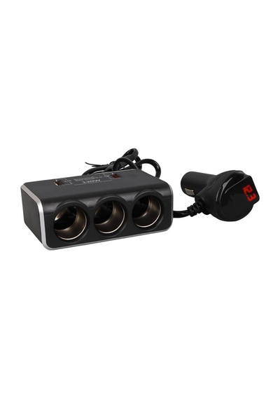 Olesson 1639 12-24v 3lü Çift Usbli 120w 80cm Kablolu Dijital Ekranlı Araç Çakmak Çoklayıcı