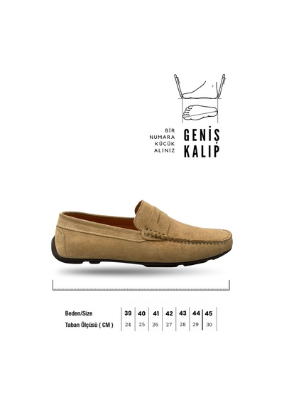Sermoda Erkek Loafer - Hakiki Deri Rok Loafer Erkek Ayakkabı Süet Bej