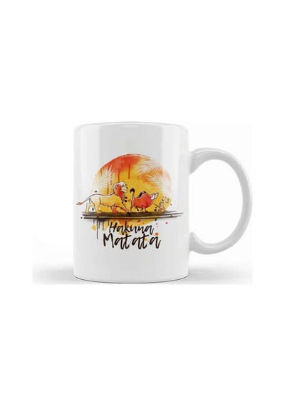 Hakuna Matata No Worries Watercolor Kupa Bardak Porselen Karışık