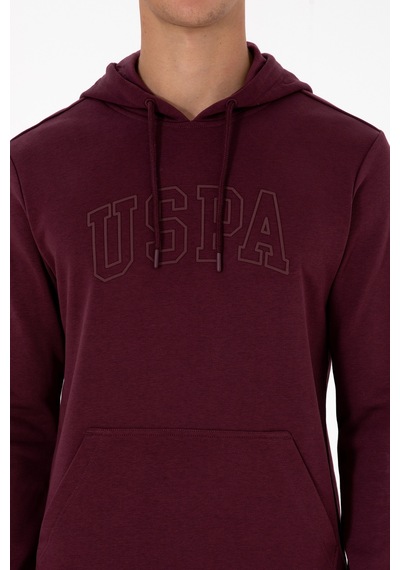 U.S. Polo Assn. Erkek Regular Fit Kapüşonlu Koyu Bordo Basic Sweatshirt 50315663-VR177