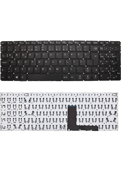 Işıksız, Uyumlu Notebook Klavye - Lenovo Ideapad 110-15ast - Sağ Üst Power Tuşlu
