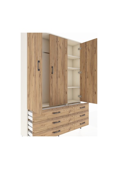 Arges Dolap 5 Raflı 6 Çekmeceli Tek Askılı 132x30x195 Aytaşı-çam/çam Atlas Çam/atlas Çam Arges Dolap 5 Raflı 6 Çekmeceli Tek Askılı 132x30x195 Aytaşı-çam/çam Atlas Çam/atlas Çam
