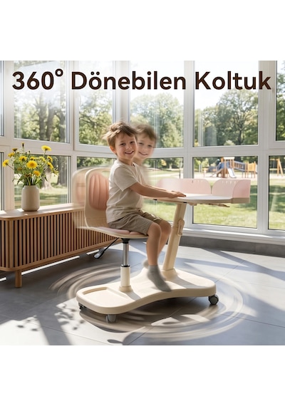Bonny Mobil Çocuk Çalışma Sandalye Seti Pembe
