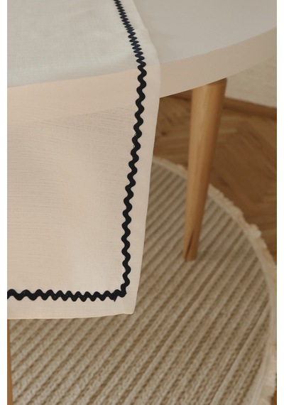 Yakacihome Ziggy Duck Keten Yıkanabilir Leke Tutmaz Lacivert Su Taşı Biyeli Runner 40x140 Cm Kahverengi