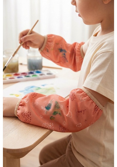 Sıvı Geçirmez Lastikli Bebek Mama Beslenme Kolluğu Seti Çocuk Aktivite Etkinlik Kol Kılıfı Love