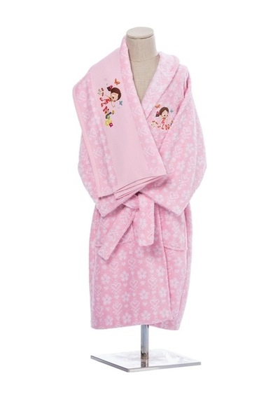 Özdilek Niloya Heart Lisanslı Kız Havlu Bornoz Set Pembe 5/6 Yaş Pembe