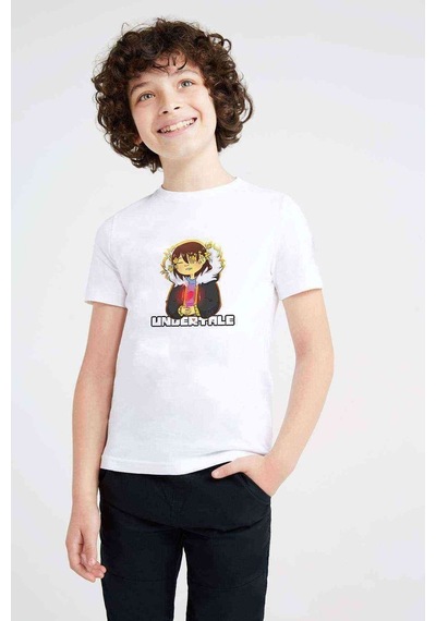 Tshirthane Undertale Queen Os Baskılı Unisex Çocuk Beyaz T-Shirt