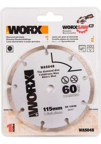 Worx Wa5048 115x9,5mm Fayans, Seramik, Mermer Kesme Soketli Elmas Daire Testere Bıçağı Fr Wa5048