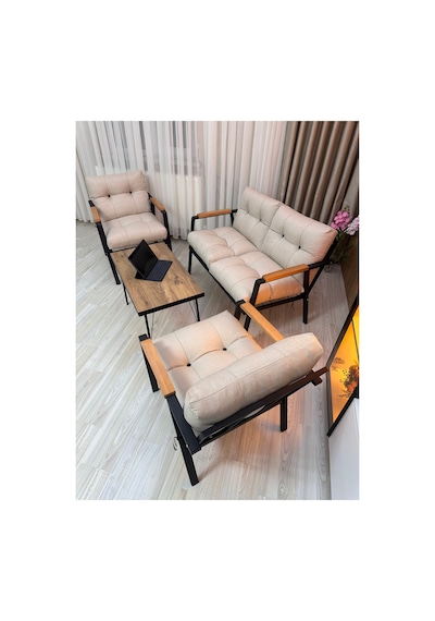 Houseart Menekşe Balkon, Bahçe,teras,cafe - Salon - Metal Kanepe Koltuk Takımı - 2 1 1 Sehpa Krem Houseart Menekşe Balkon, Bahçe,teras,cafe - Salon - Metal Kanepe Koltuk Takımı - 2 1 1 Sehpa Krem
