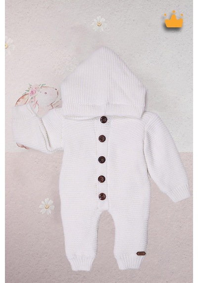 Babyhola Triko İçi Velsoft Kışlık Kalın Kız Erkek Bebek Tulum Gül Kurusu 2809 Krem