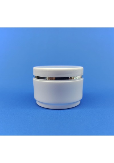 25 ML Beyaz Lüx Şeritli Mini Boş Pomat-Krem-Kozmetik Kutusu Kavanozu 1-100 Adet